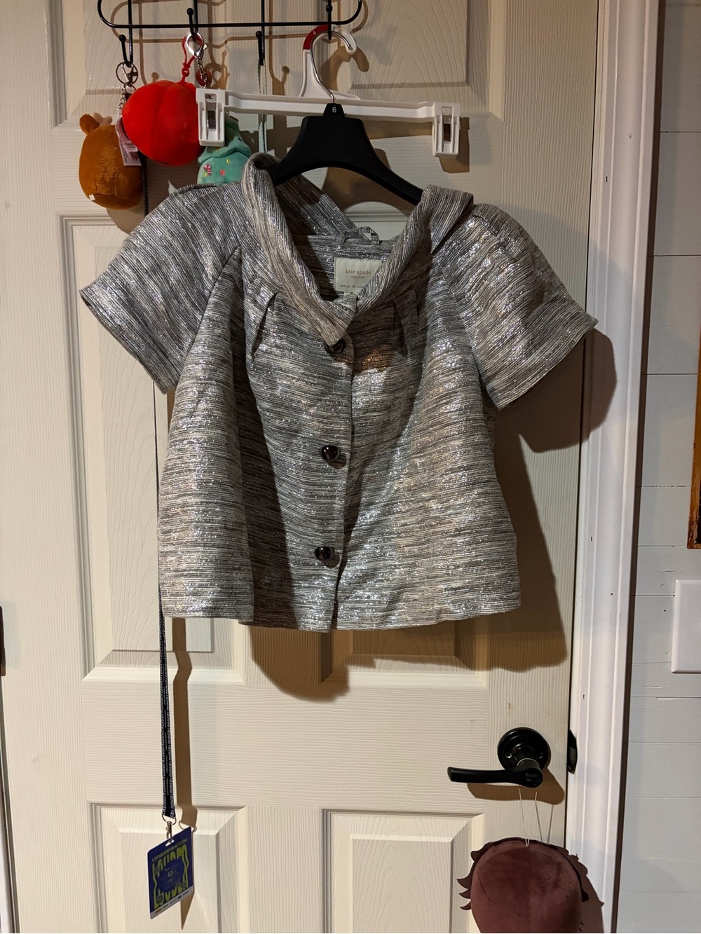 kate spade Silver Metallic Short-Sleeve Girls' Jacket